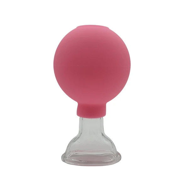 Silikon Vakumlu Cam Yüz Masaj Kupası 5’li Set Pembe Renk - Resim 3