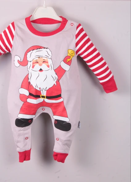 Noel Baba Detaylı Bebek Tulum % 100 Pamuk - 2