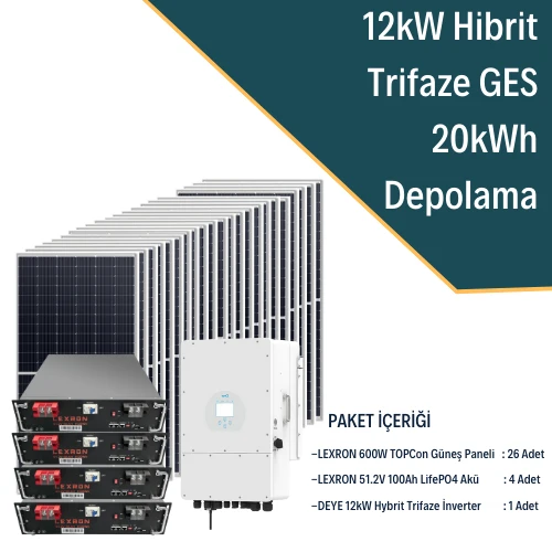 12KW TRİFAZE HİBRİT SİSTEM 4 - 8