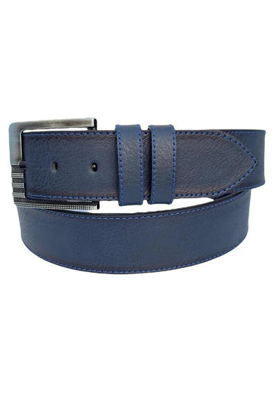 Lacivert Suni Deri Mavi Dikişli Model 4.5 Cm.lik Unisex Spor Kemer - 2