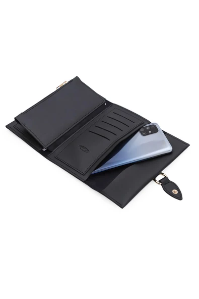 Soft Suni Deri Cep Telefon Cepli Trend Kadın Cüzdanı - Resim 3