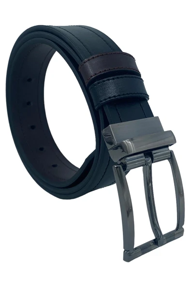 Kahverengi / Siyah Çift Taraflı Suni Deri 4 cm.lik Unisex Spor Kemer - Resim 7