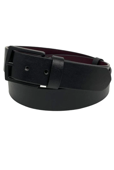 Siyah Düz Model Suni Deri 4 cm.lik Spor Kemer - Resim 3