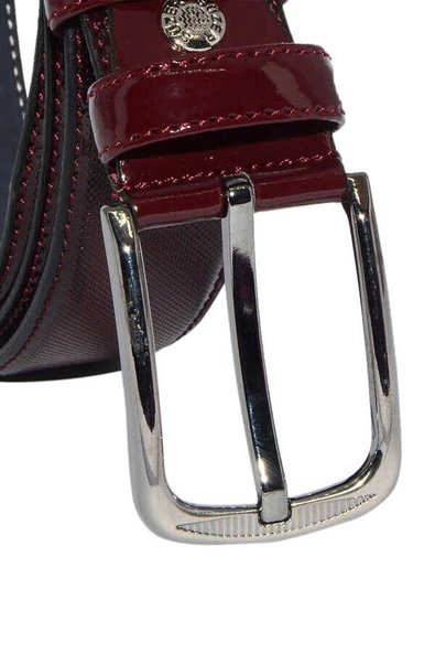 Bordo Rugan Suni Deri Desenli Model 3.5 cm.lik Klasik Erkek Kemer - Resim 4