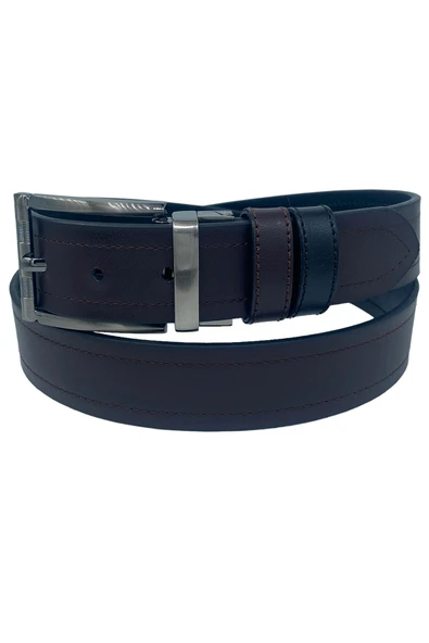 Kahverengi / Siyah Çift Taraflı Suni Deri 4 cm.lik Unisex Spor Kemer - Resim 3