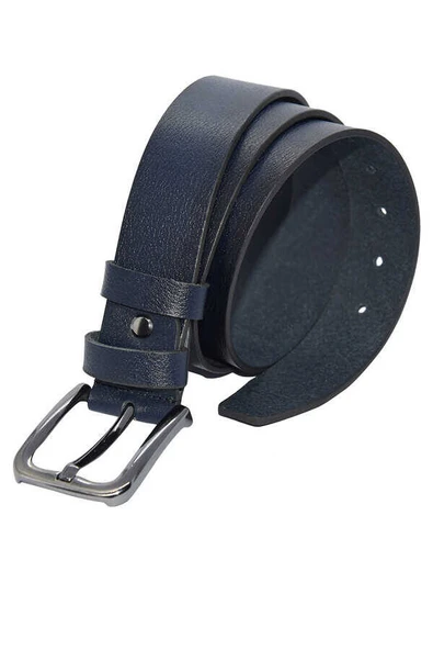 Lacivert Hakiki Deri Düz Renk 4 cm.lik Unisex Spor Kemer- Tek Katmanlı Manda Derisi - 3