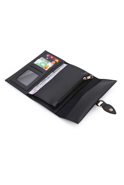 Soft Suni Deri Cep Telefon Cepli Trend Kadın Cüzdanı - Resim 4