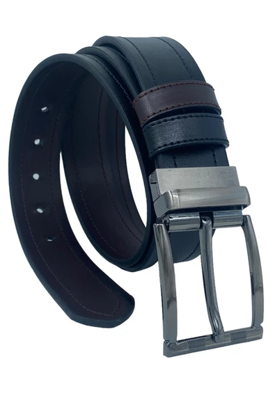 Kahverengi / Siyah Çift Taraflı Suni Deri 4 cm.lik Unisex Spor Kemer - Resim 2