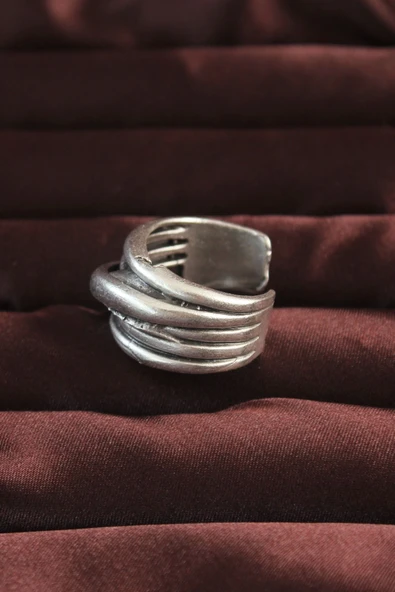 Gümüş Renk Kaburga Model Ayarlamalı Erkek Yüzük - 2