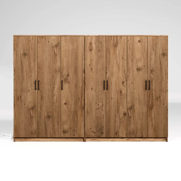 Midoser Kardelen Serisi Atlantik Çam 7 Kapaklı 10 Raflı 260 Cm Elbise Dolabı - Gardırop Seti - 5