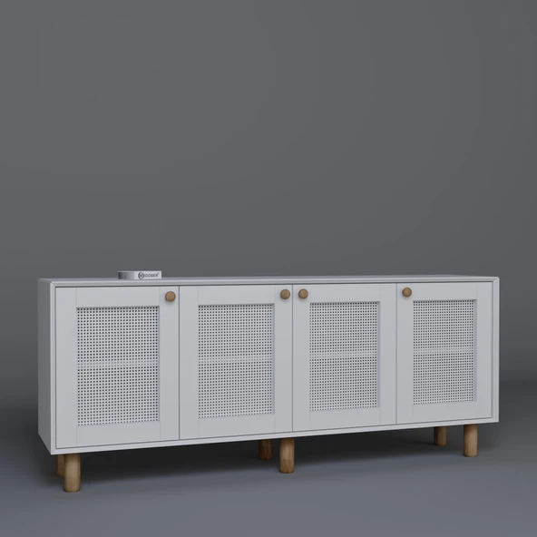 Midoser Bohem Serisi Natura 4 Kapak Pvc Hasır Desen Mat Beyaz Konsol - 6