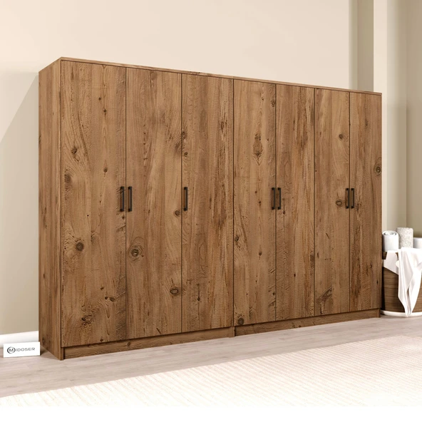 Midoser Kardelen Serisi Atlantik Çam 7 Kapaklı 10 Raflı 260 Cm Elbise Dolabı - Gardırop Seti - 4