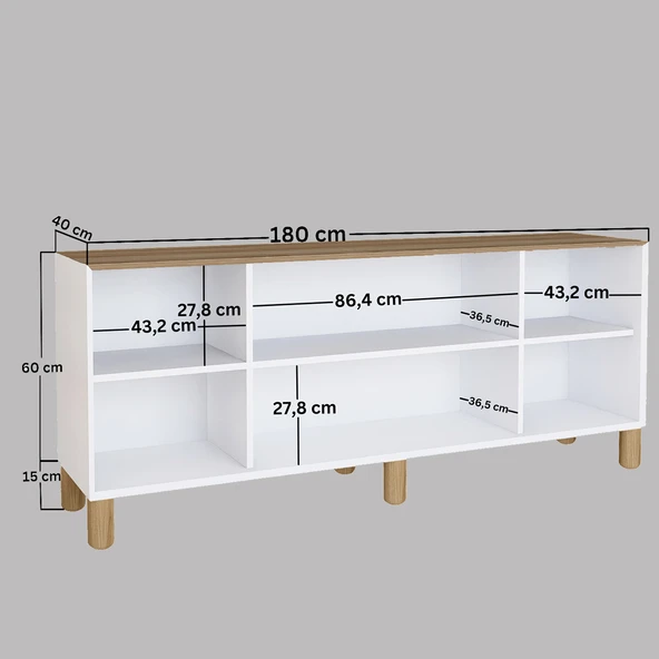 Midoser Bohem Serisi Natura 4 Kapak Pvc Hasır Desen Mat Beyaz - Açık Ceviz Konsol - 7