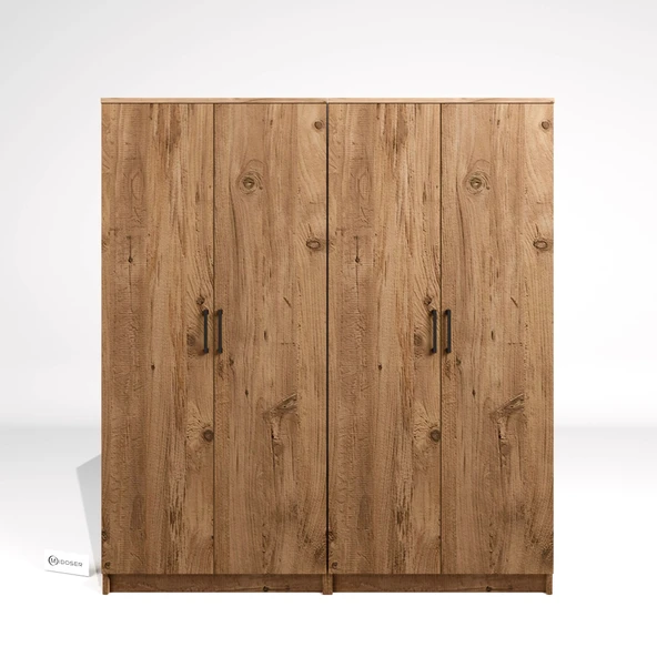 Midoser Kardelen Serisi Atlantik Çam 4 Kapaklı 8 Raflı 160 Cm  Elbise Dolabı - Gardırop Seti - 5