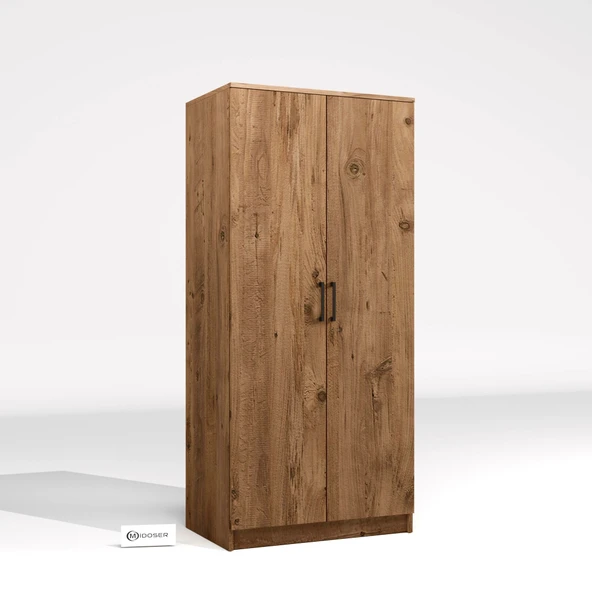Midoser Kardelen Serisi Atlantik Çam 2 Kapaklı 4 Raflı  80 Cm Elbise Dolabı - Resim 6