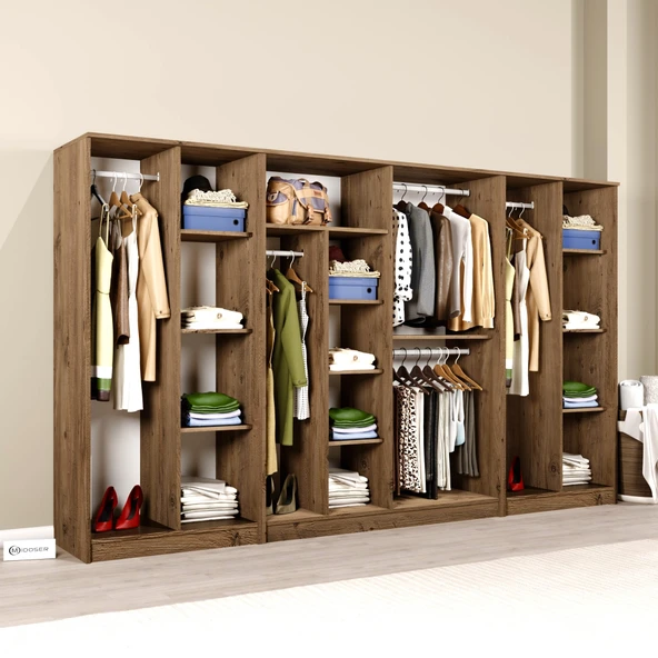 Midoser Kardelen Serisi Atlantik Çam 8 Kapaklı 13 Raflı 300 cm Elbise Dolabı- Gardırop seti - 3
