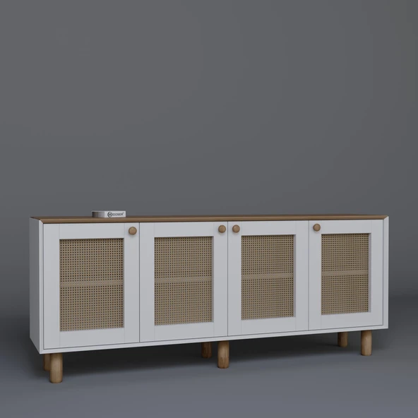 Midoser Bohem Serisi Natura 4 Kapak Pvc Hasır Desen Mat Beyaz - Açık Ceviz Konsol - 6