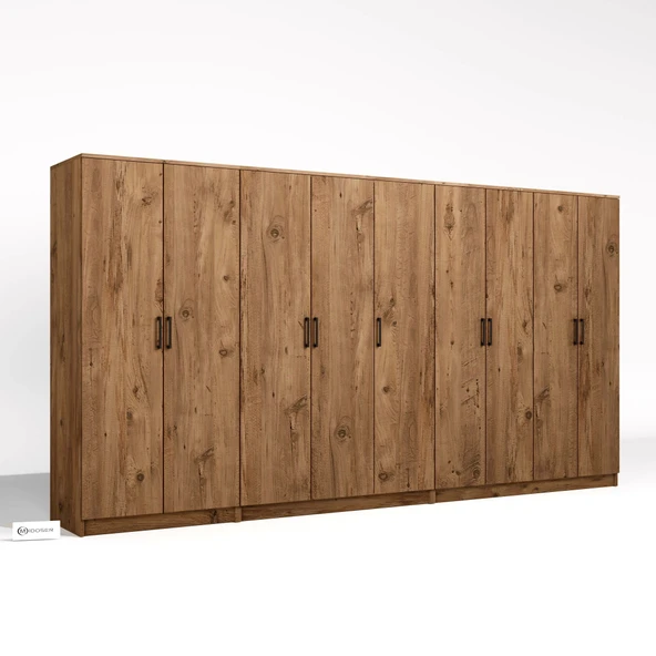 Midoser Kardelen Serisi Atlantik Çam 9 Kapaklı 14 Raflı 340 Cm Elbise Dolabı - Gardırop Seti - 6