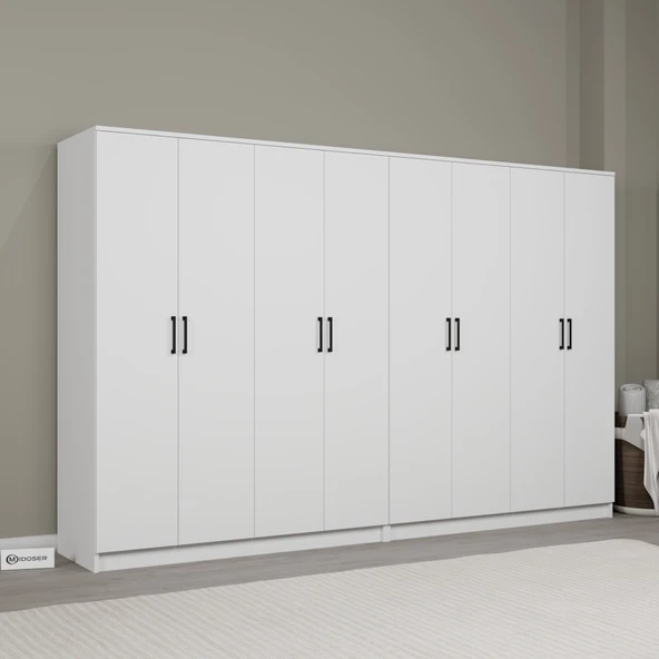 Midoser Kardelen Serisi Mat Beyaz 8 Kapaklı 10 Raflı 280 Cm Elbise Dolabı - Gardırop Seti - 3