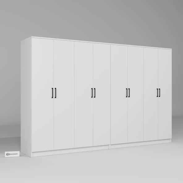 Midoser Kardelen Serisi Mat Beyaz 8 Kapaklı 10 Raflı 280 Cm Elbise Dolabı - Gardırop Seti - 6