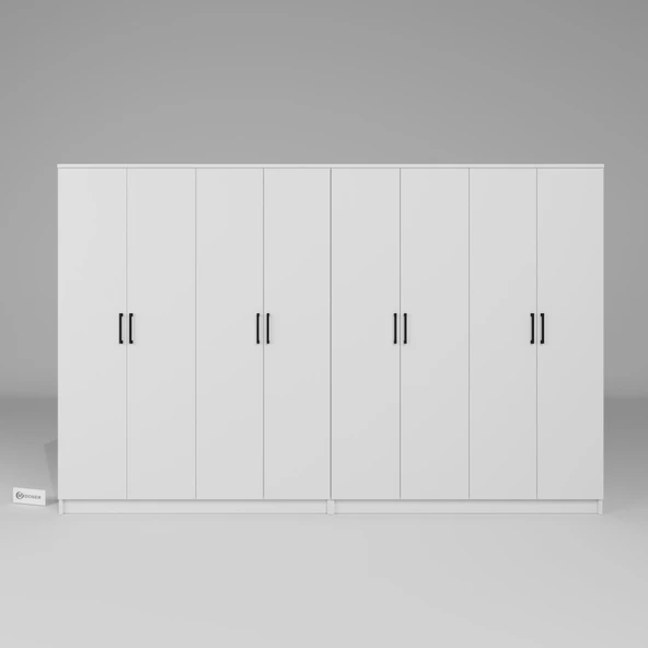 Midoser Kardelen Serisi Mat Beyaz 8 Kapaklı 10 Raflı 280 Cm Elbise Dolabı - Gardırop Seti - 5