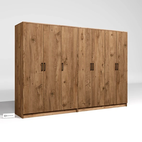 Midoser Kardelen Serisi Atlantik Çam 7 Kapaklı 10 Raflı 260 Cm Elbise Dolabı - Gardırop Seti - 6