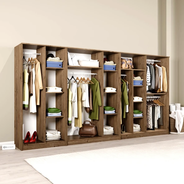 Midoser Kardelen Serisi Atlantik Çam 9 Kapaklı 14 Raflı 340 Cm Elbise Dolabı - Gardırop Seti - 3