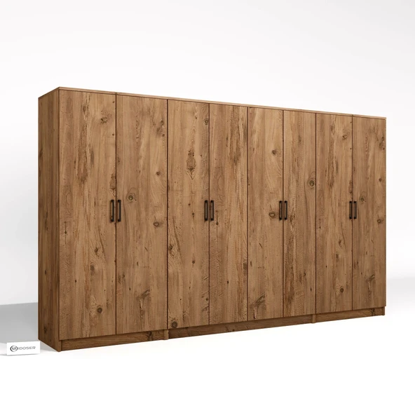 Midoser Kardelen Serisi Atlantik Çam 8 Kapaklı 13 Raflı 300 cm Elbise Dolabı- Gardırop seti - 6