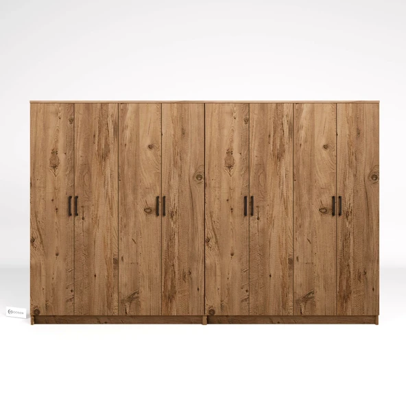 Midoser Kardelen Serisi Atlantik Çam 8 Kapaklı 10 Raflı 280 Cm Elbise Dolabı-Gardırop Seti - 5