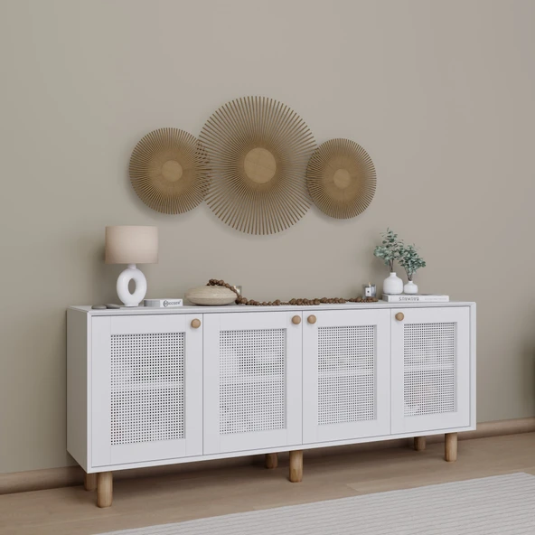 Midoser Bohem Serisi Natura 4 Kapak Pvc Hasır Desen Mat Beyaz Konsol - 2