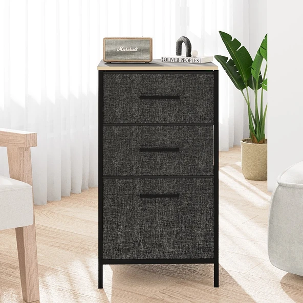 Çok Amaçlı Dolap 3 Çekmeceli Orta Boy Komodin Sehpa Füme 1599 - 4