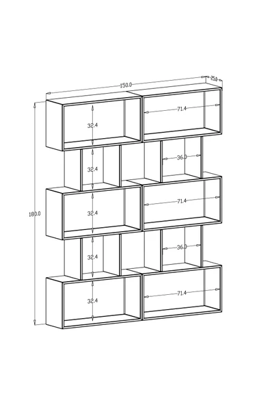 klubeconcept Modern Antrasit Kitaplık Estetik Kütüphane - 5