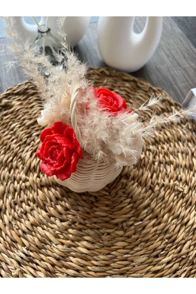 klubeconcept El Yapımı Çiçek Sepeti Dekoratif Mum - 6