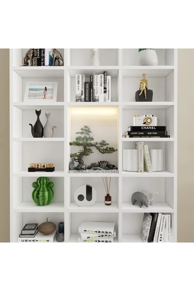 klubeconcept Teraryumlu Kitaplık Kütüphanesi Çok Raflı - 6