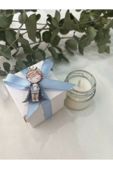 klubeconcept Mavi Prens Temalı Özel Hediye Kutusu & Mum Seti - 4
