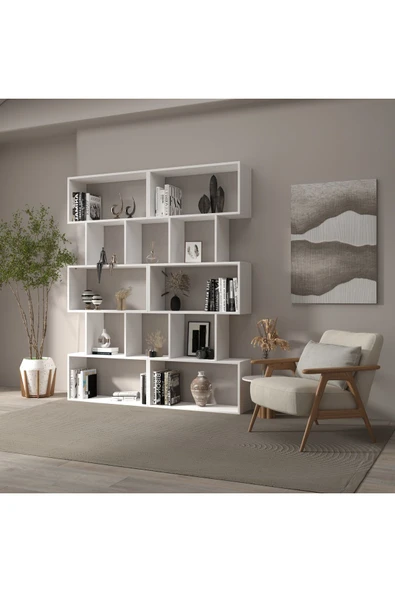 klubeconcept Modern Beyaz Kitaplık Estetik  Kütüpane - 3