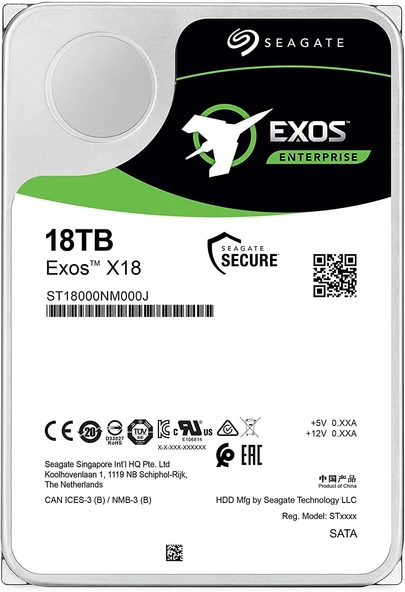 SEAGATE Exos EnterPrise X18 18TB 7200rpm 256MB Sata3 3.5" Harddisk (ST18000NM000J)