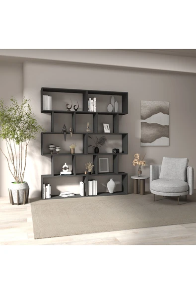 klubeconcept Modern Antrasit Kitaplık Estetik Kütüphane - 3
