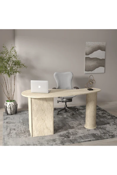 klubeconcept Modern Travertan Çalışma Masası Ofis ve Ev İçin Zarif - 6