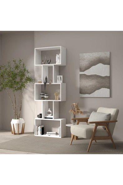 klubeconcept Modern Beyaz Kitaplık - 3