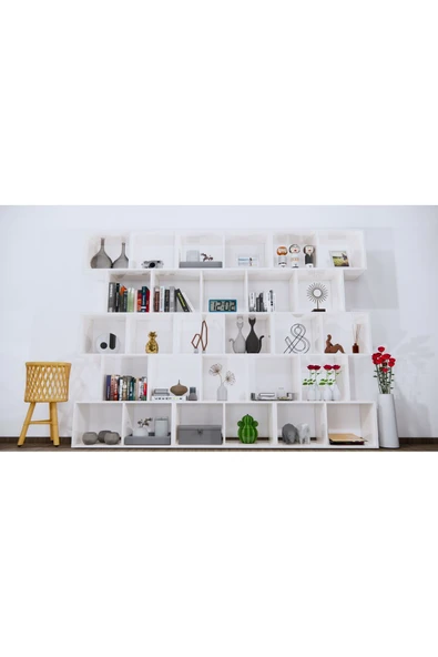 CONCEPTLİNE Kitaplık Duvar Bölme Duvar Rafı Kullanışlı Kitaplık Kütüpane Kolay Kurulum - 4