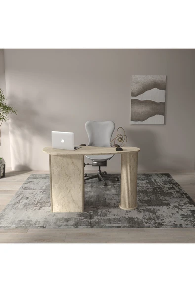 klubeconcept Modern Travertan Çalışma Masası  Ofis ve Ev İçin Zarif