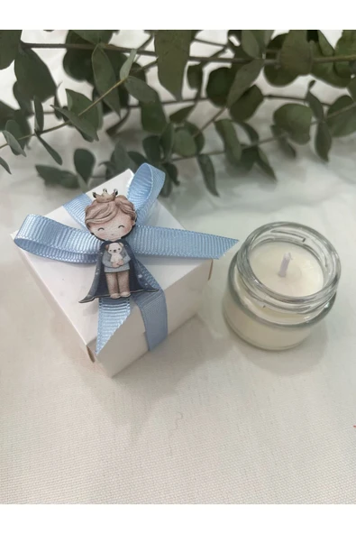 klubeconcept Mavi Prens Temalı Özel Hediye Kutusu & Mum Seti - 5