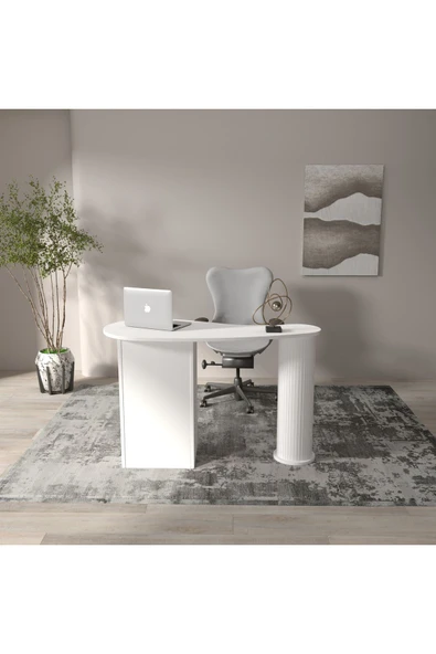 klubeconcept Modern Beyaz Çalışma Masası Ofis ve Ev İçin Zarif - 2