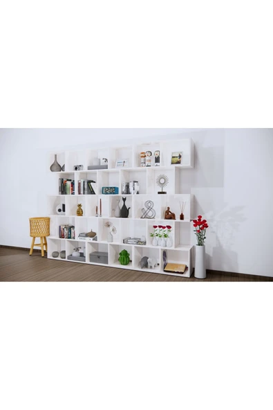 CONCEPTLİNE Kitaplık Duvar Bölme Duvar Rafı Kullanışlı Kitaplık Kütüpane Kolay Kurulum