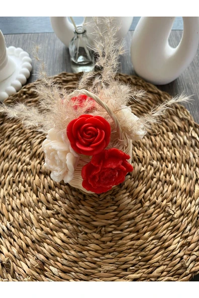 klubeconcept El Yapımı Çiçek Sepeti Dekoratif Mum - 4