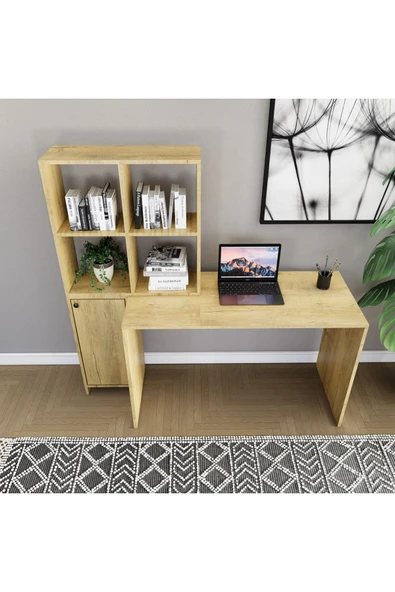 CONCEPTLİNE Kitaplık Çalışma Bilgisayar Masası Çok Raflı Kolay Kurulum - 5