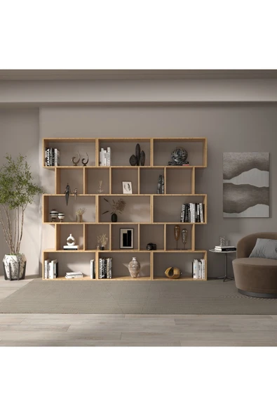 klubeconcept Modern Meşe Kitaplık – Estetik Çalışma  Odası - 2