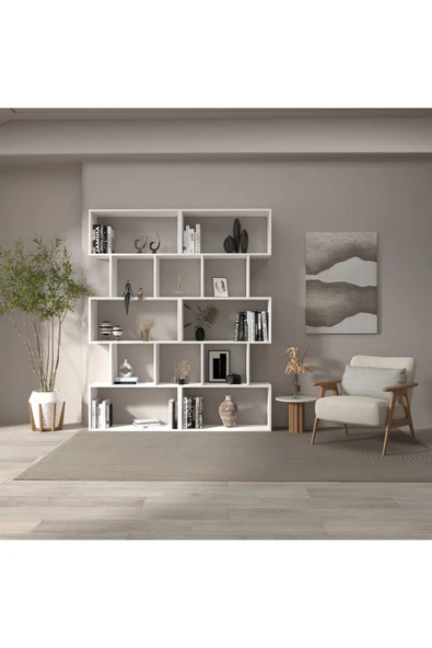 klubeconcept Modern Beyaz Kitaplık Estetik  Kütüpane - 2