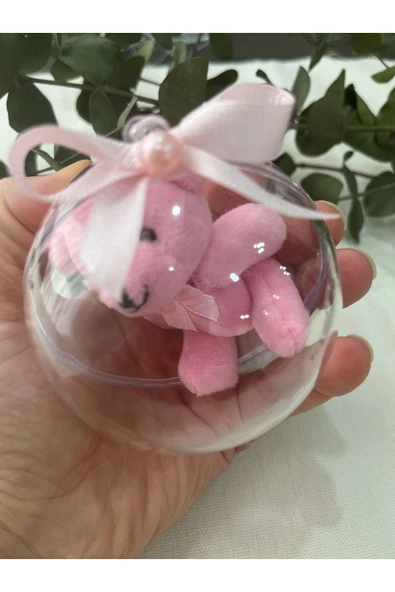 klubeconcept Sevimli Pembe Ayıcık Hediye Küresi  Özel Tasarım